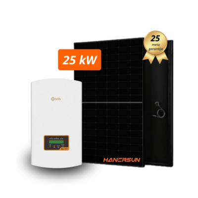 25 kW saulės elektrinės komplektas su Hanersun 440W (full black) moduliais