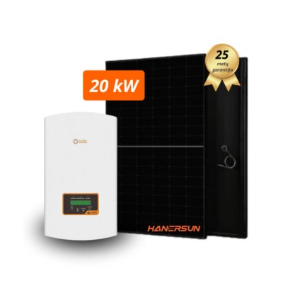 20 kW saulės elektrinės komplektas su Hanersun 440W (full black) moduliais