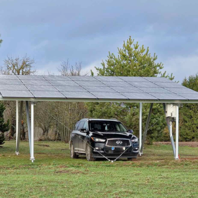 Dviejų automobilių stoginė saulės elektrinė 12 kW