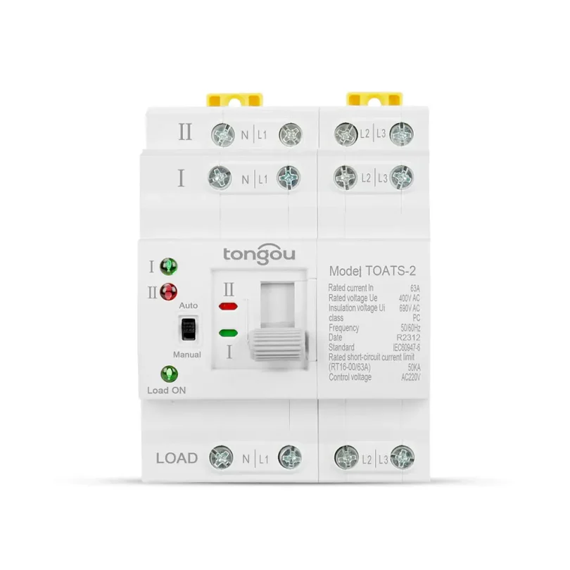 TOATS-4P DIN bėgelio ATS automatinis perjungiklis 110V 220V 63A trifazis