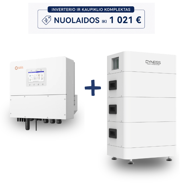 12 kW Solis hibridinis inverteris + Dyness Tower S3 kaupiklis, HV
