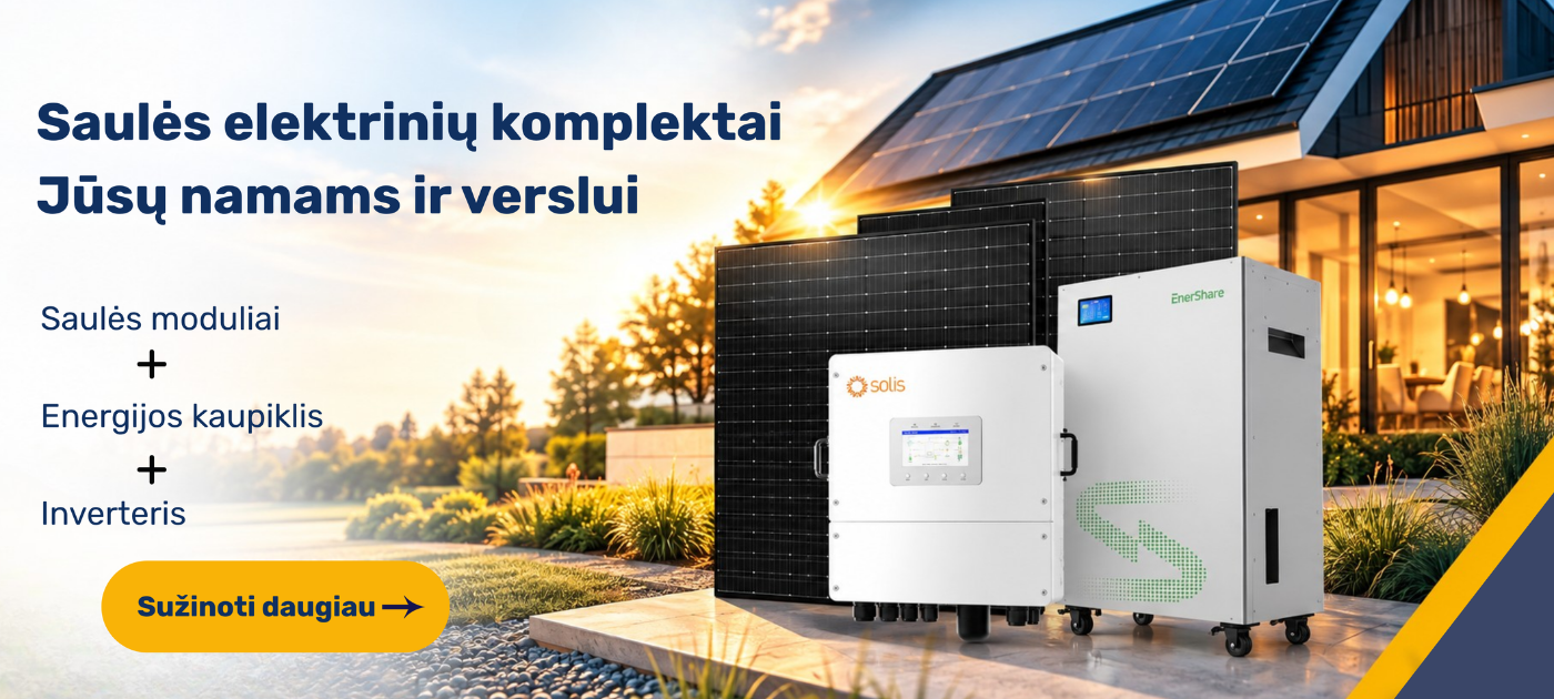 Inverteris + moduliai + kaupiklis