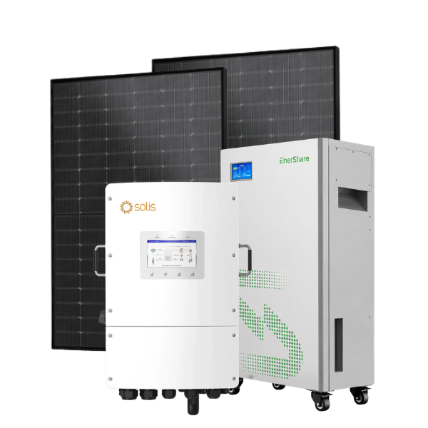 5,52 kW saulės elektrinės komplektas su 10 kW Solis inverteriu ir 16 kWh Enershare kaupikliu