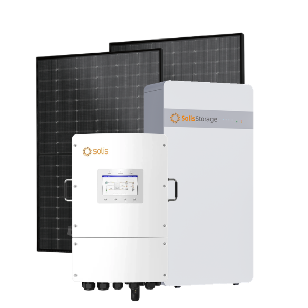 10 kW saulės elektrinės komplektas su 18 kW Solis inverteriu ir 16 kWh kaupikliu